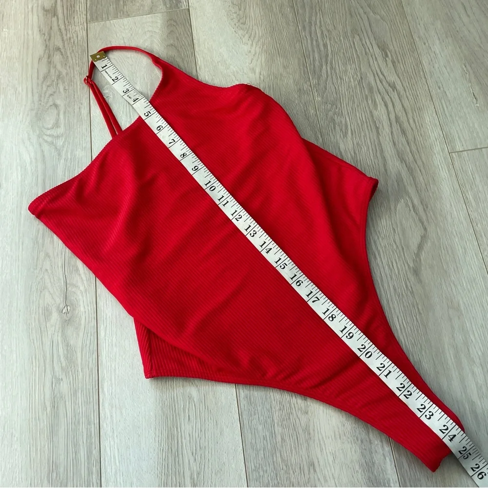 Frankies Bikinis Swimsuit one shoulder cheeky one piece womens Red (medium) swim